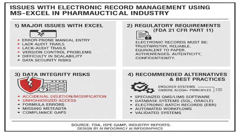Excel電子記録管理の課題に関するインフォグラフィック