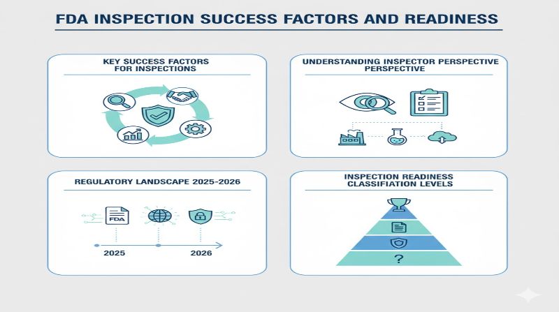 FDA inspection success factors and readiness infographic