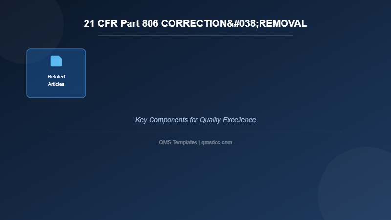 21 CFR Part 806 CORRECTION&REMOVAL