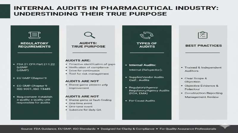 内部監査の真の目的と種類を示すインフォグラフィック