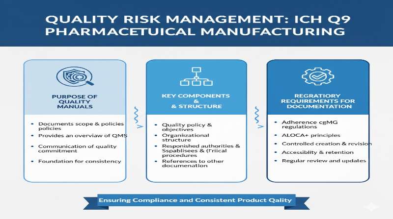 Quality Manuals in Pharmaceutical Manufacturing infographic