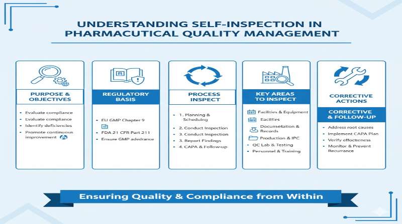 医薬品品質管理における自己点検のインフォグラフィック