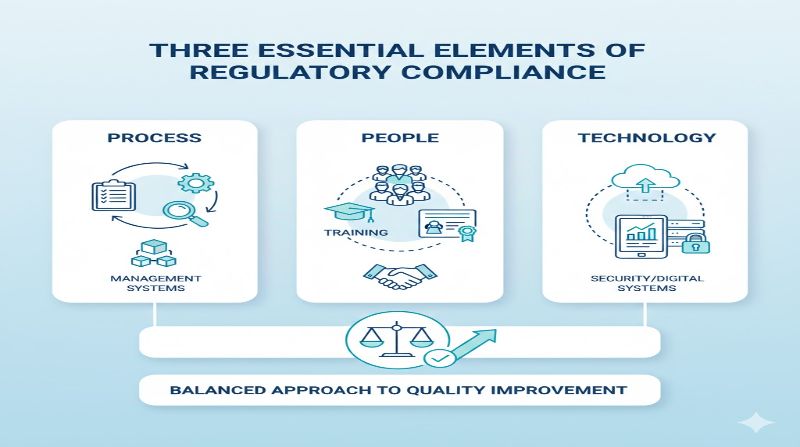 Three essential elements of regulatory compliance infographic