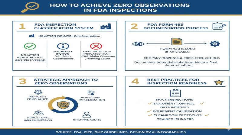 FDA査察でゼロオブザベーションを達成する方法のインフォグラフィック